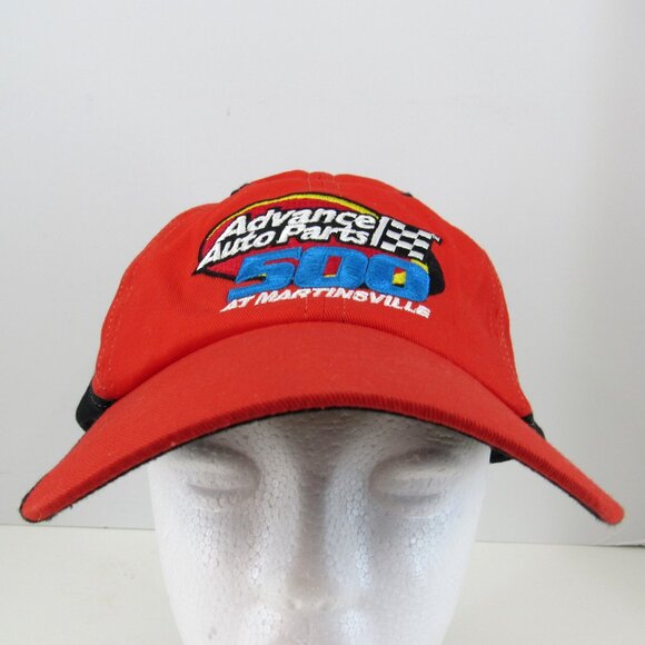 Advance Auto Parts 500 At Martinsville Emb Logo Men's Red Strap Back Cap Hat - Picture 2 of 8